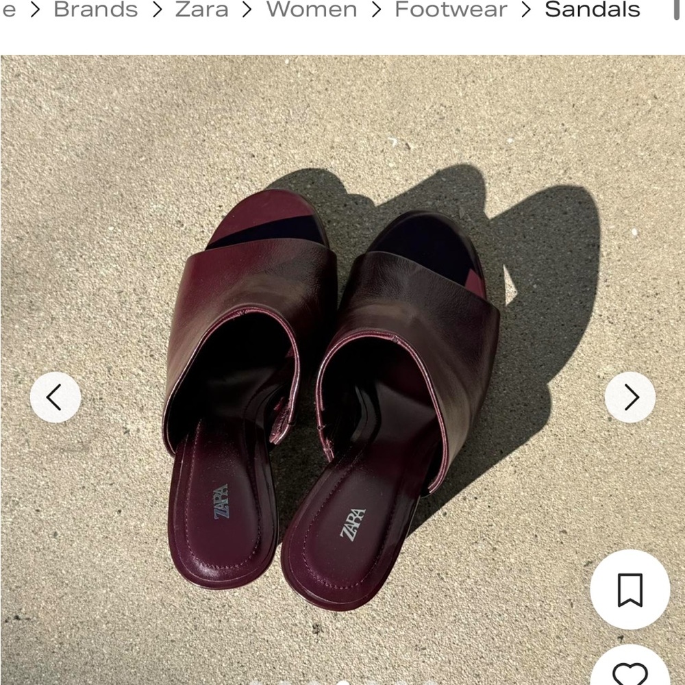 Zara Burgundy Wedge Mules - Picture 4 of 8
